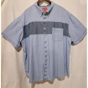 Foundry Button Down Shirt Mens 4XL Blue Short Sleeve Woven Blue